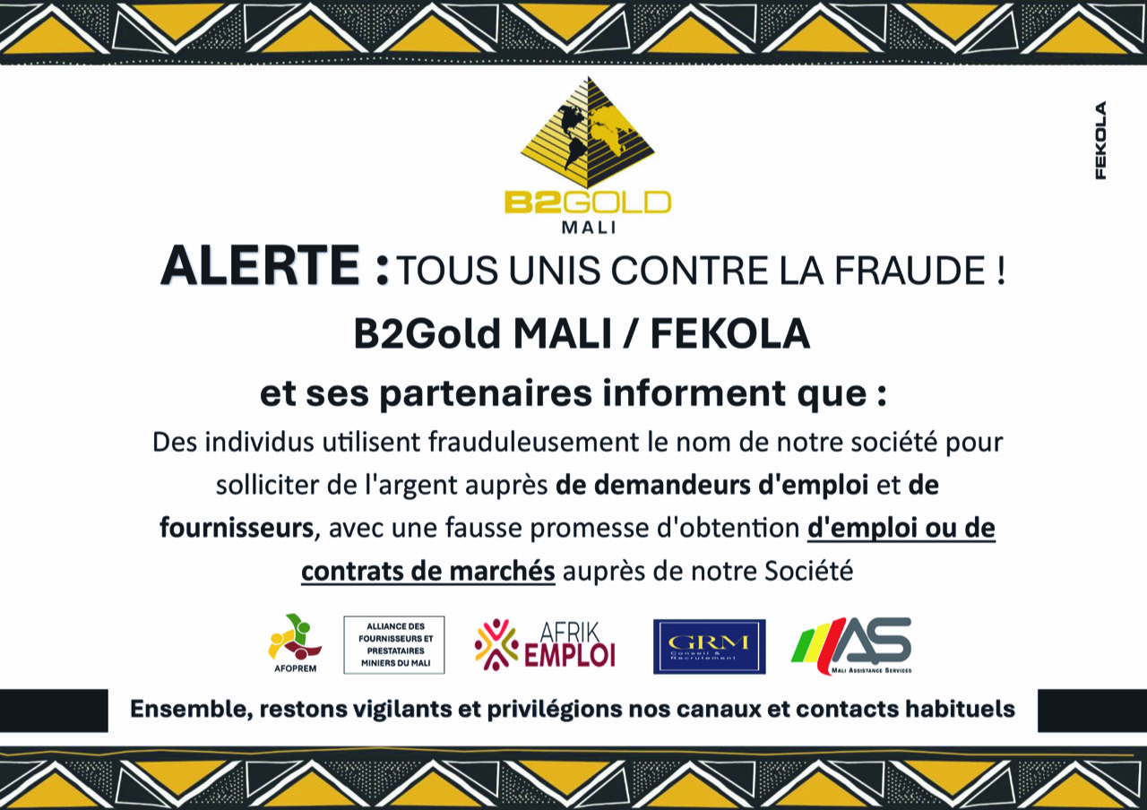 Alerte B2Gold - Tous unis contre la fraude